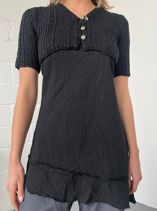 Black Linen Asymmetric Dress