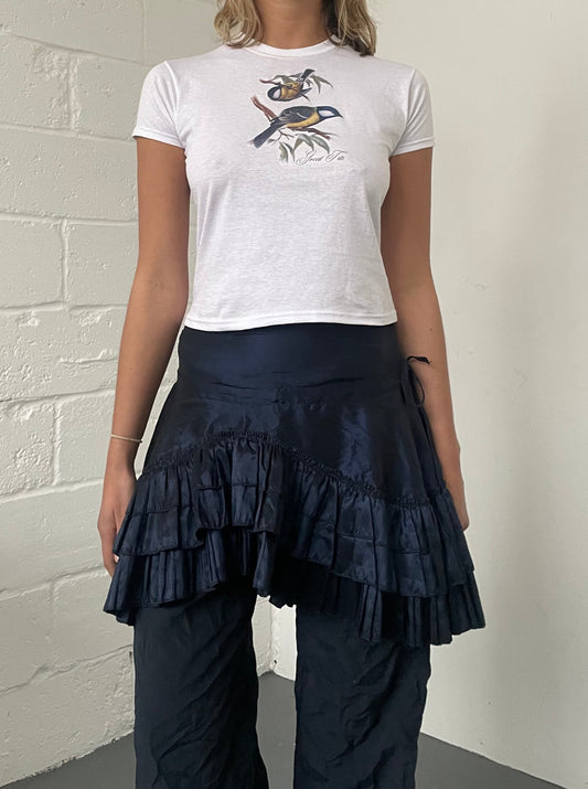Irridescent Navy Pleated Rara Skirt