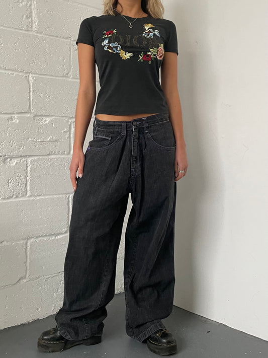 Low Waisted Black Baggy Jeans