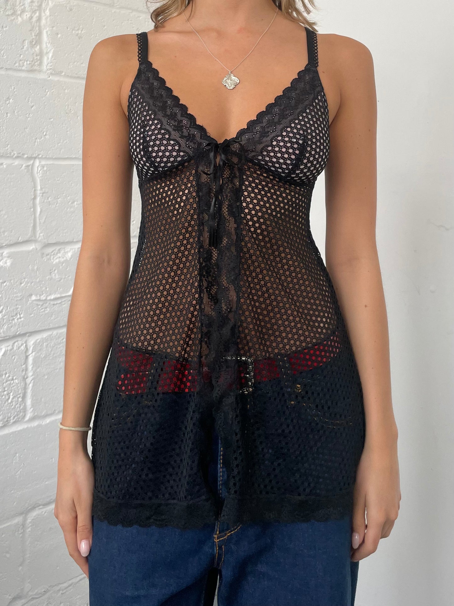 Mesh and Lace Lingerie Cami