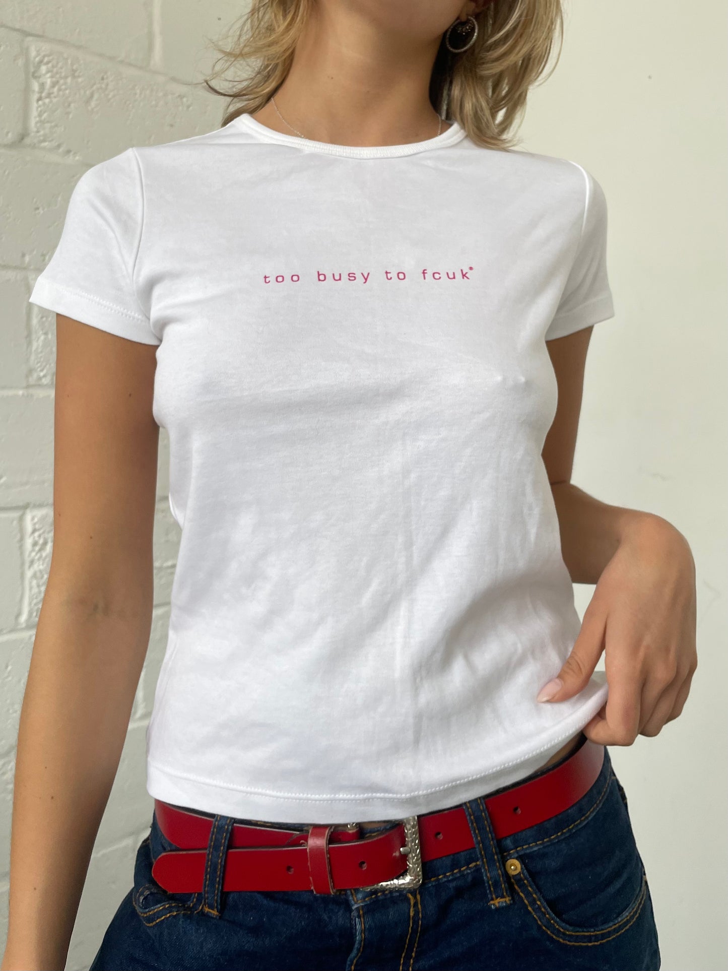 French Connection White Baby Tee