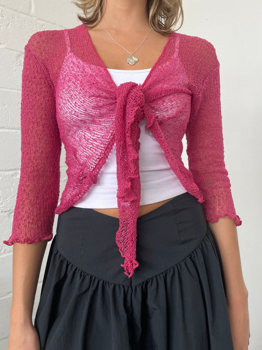 Pink Loose Knit Cardigan