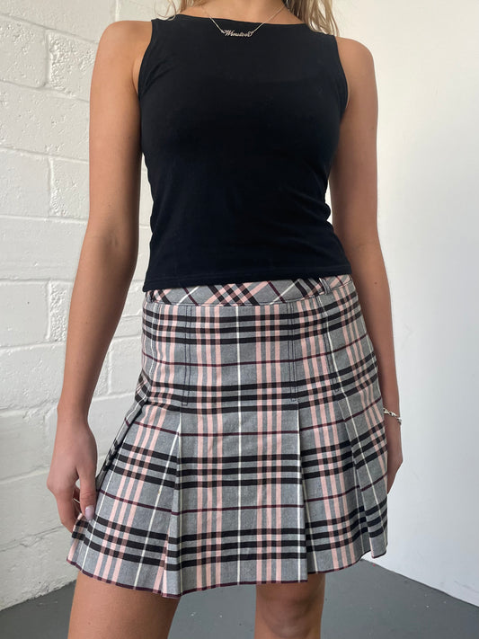 Burberry Checked Pleated Mini Skirt