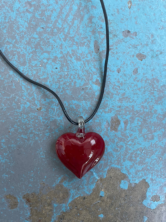 Red Glass Heart Pendant